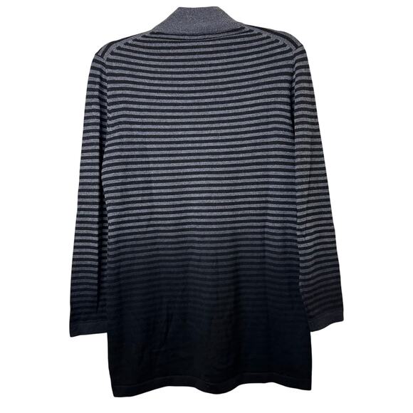 Lg J McLaughlin Italian Merino Wool Mock Neck Ombre Sweater Gray Black Long Chic - Picture 4 of 4